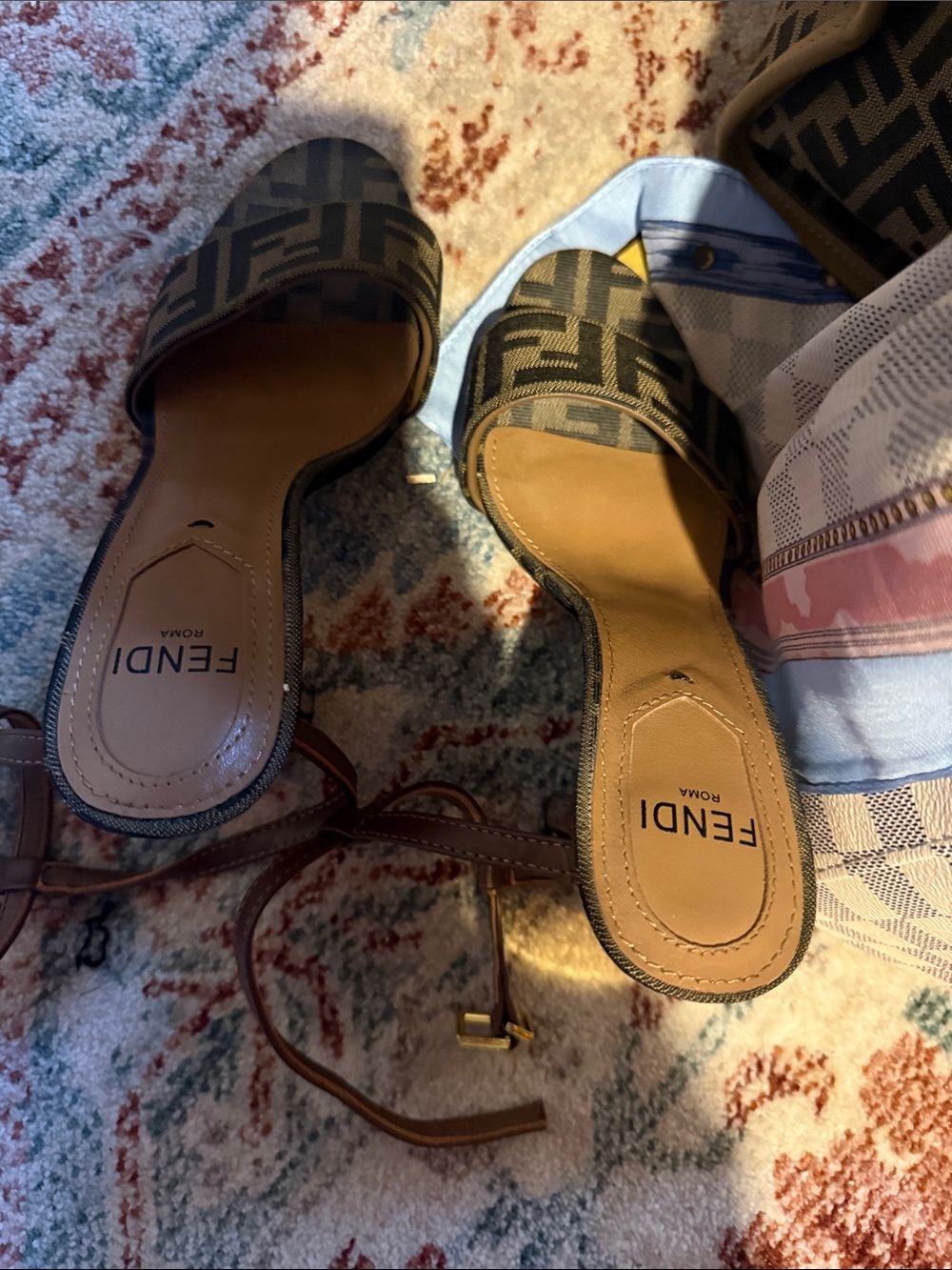 Fendi Brown Monogram Slide Sandals